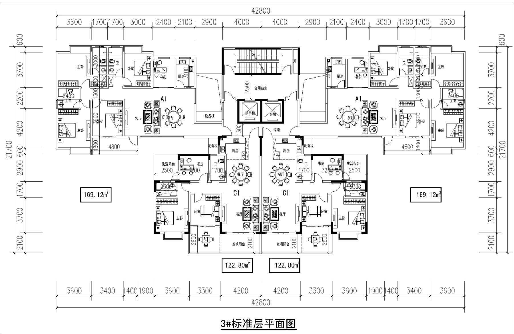 戶型-兩梯四戶一類高層住宅8