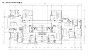 戶型-萬科-T4-126+108+108+129-標(biāo)準(zhǔn)層 合用前室需稍微調(diào)整