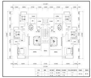 戶型-洋房  T2  面寬21.1  進(jìn)深15.4