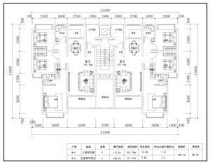 戶型-洋房  T2  面寬21.5  進深13.9