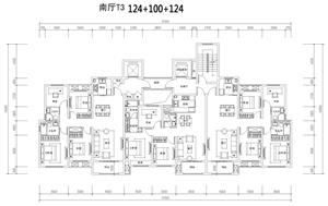 戶型-04-二類高層CAD匯總--南廳-T3-124+100+124
