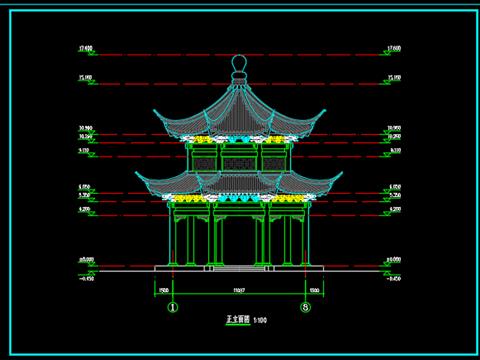 仿古重檐八角亭